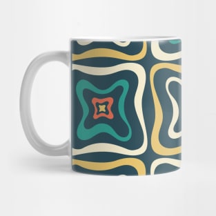 Retro Groovy Pattern in blue, orange and yellow 2 Mug